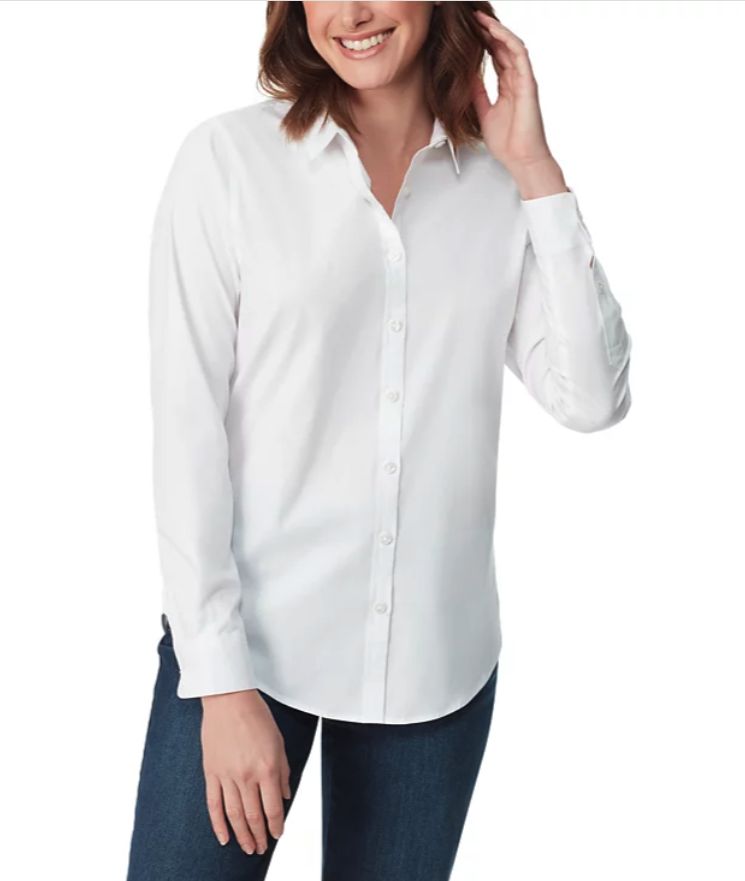 Gloria Vanderbilt Women&#39;s Amanda Long-Sleeve Fitted Shirt - Vintage White 2XL