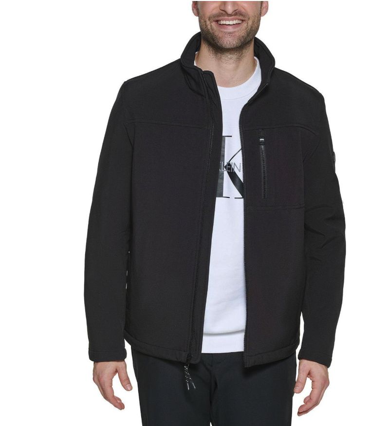 Calvin Klein Men&#39;s Sherpa Lined Classic Soft Shell Jacket - Black L