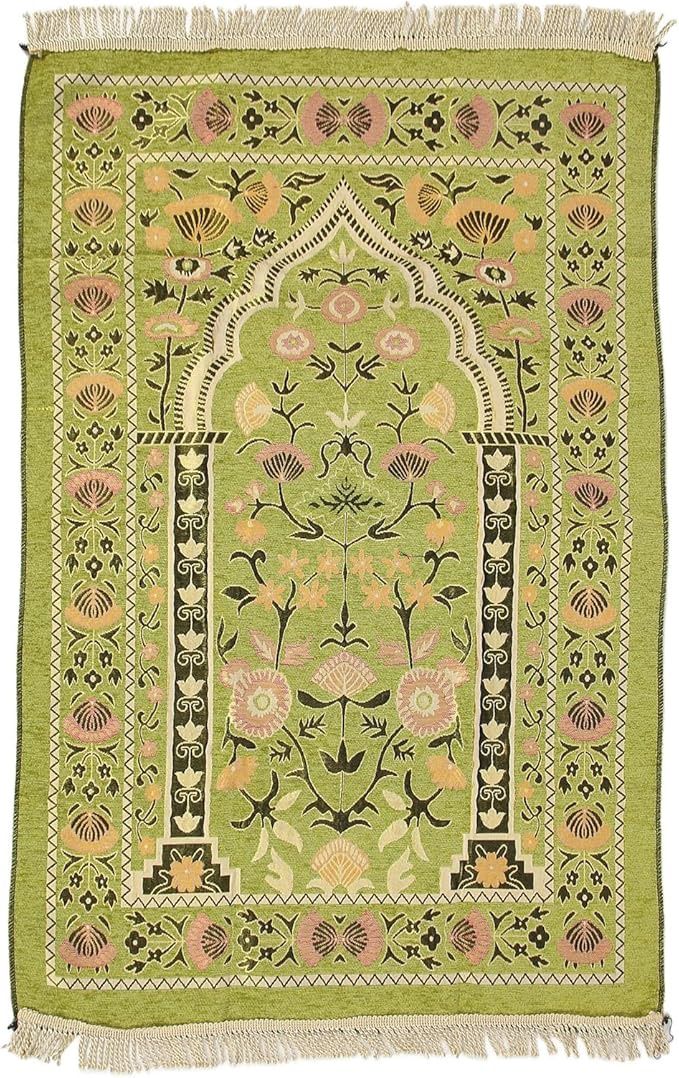 Green /yellow Prayer Rug with a bag