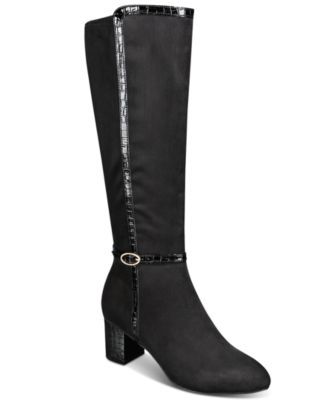 Karen Scott Isalee Buckled Zip Dress Boots Black Micro 11M