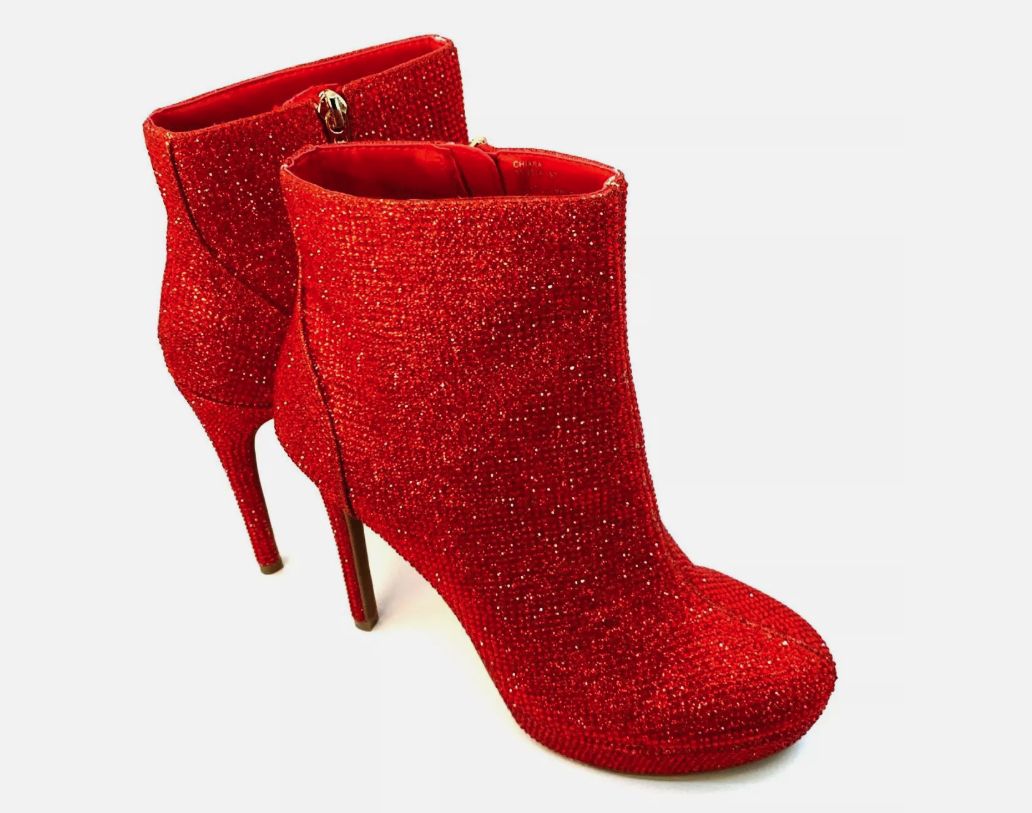 Thalia Sodi Womens Chiara Platform Dress Red Lurex 10.5M