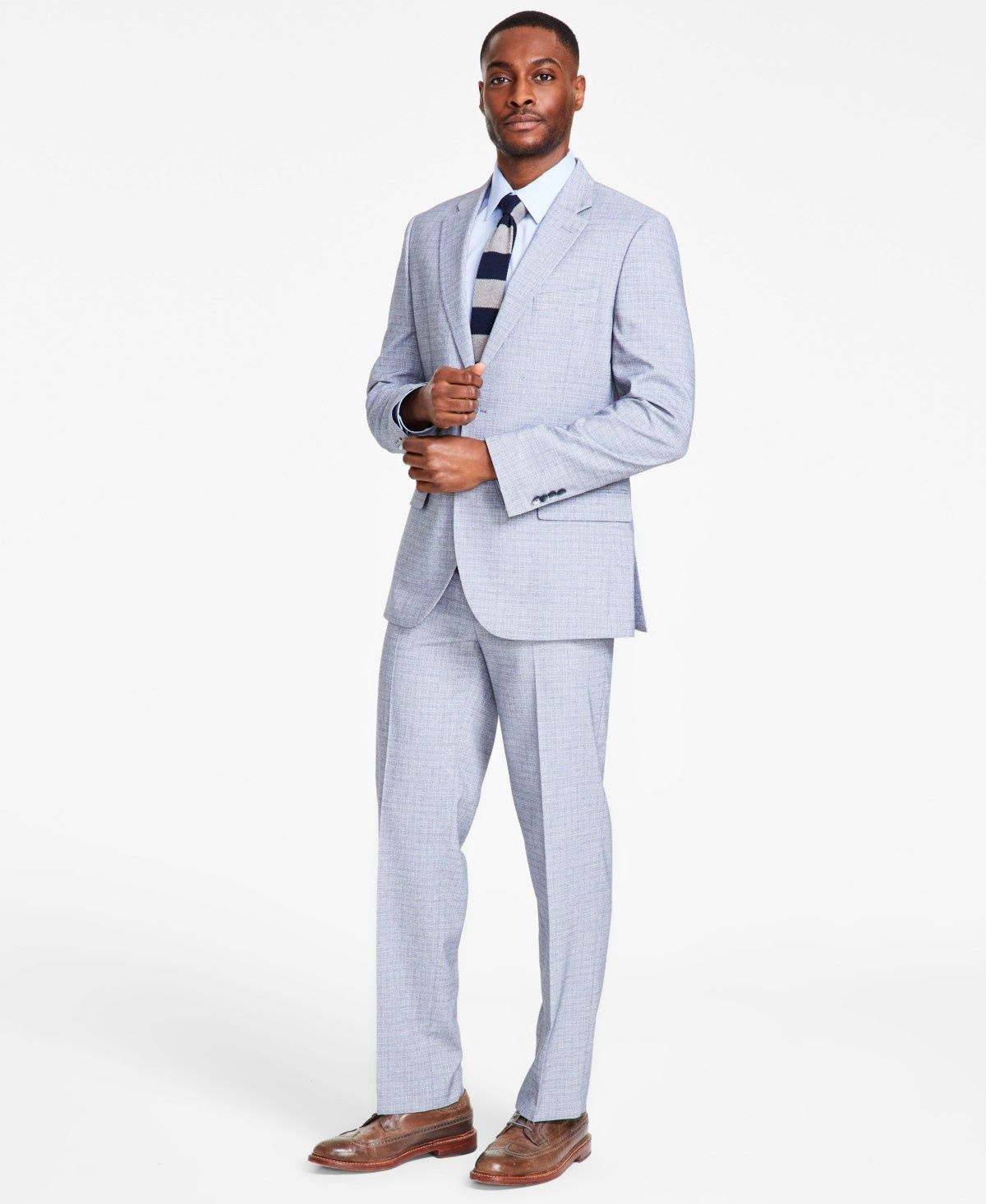 Nautica Men&#39;s Modern-Fit Seasonal Cotton Stretch Suit Jacket only - Grey/Blue