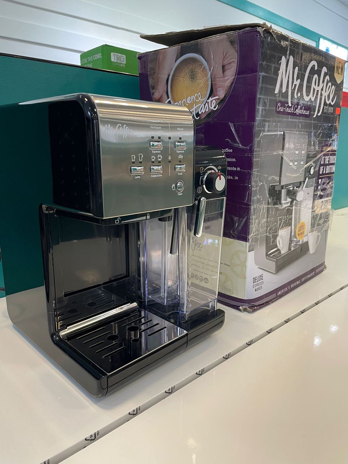 Mr. Coffee .Coffee House Espresso and Cappuccino Machine, Dark Stainless 1,040 watts (Used like new With box)