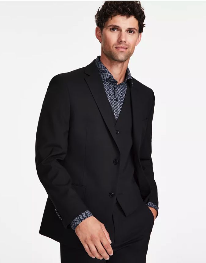 Alfani Mens Slim-Fit Stretch Navy Bl Black 38L