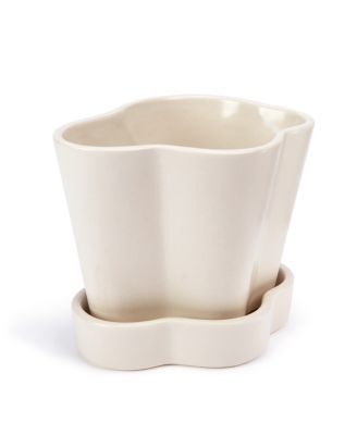 Oake Oake Small Planter with Tray, Cream