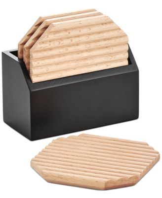 Hotel Collection Set of 4 Coasters and Holder Multi
