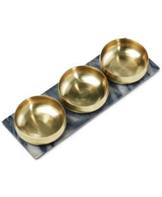 Hotel Collection Set of 3 Snack Bowls with Marb Multi