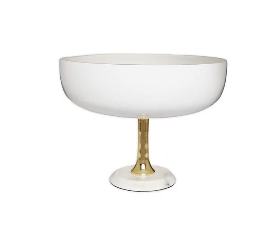 Classic Touch Footed Marble Bowl Gold-Tone