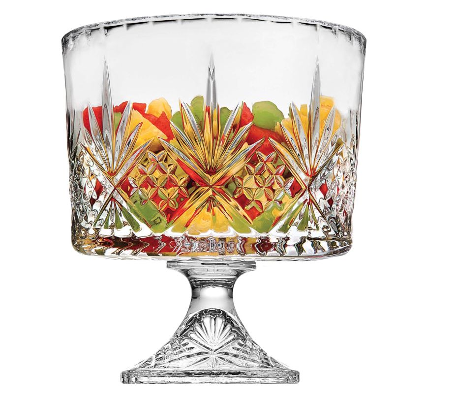 Godinger Trifle Bowl, Fruit Bowl, Crystal Glass Footed Trifle Bowls, Dessert Bowl, Cookie Bowl
