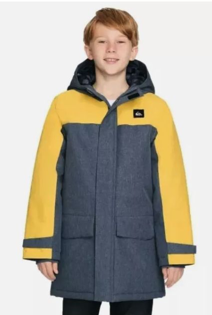 Quicksilver Youth Boys Hooded Parka Blue/Yellow  New With Tags