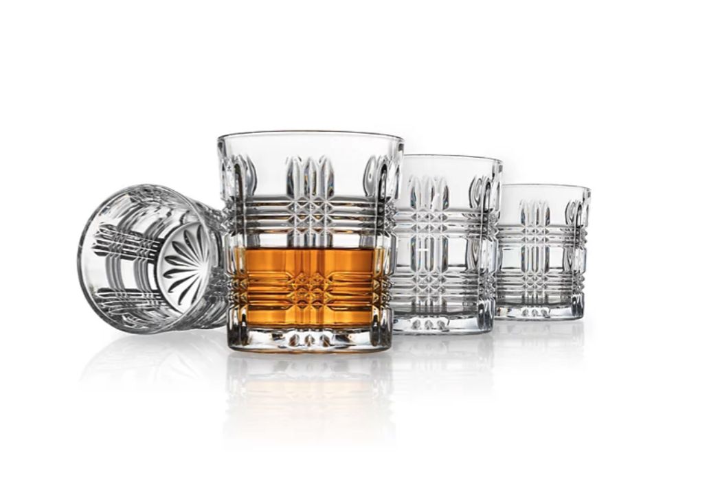 Tartan Plaid Design Double Old-Fashioned Glasses, Set of 4