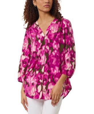 Jones New York Petite Printed 34-Sleeve Tuni Bright Orchid PS