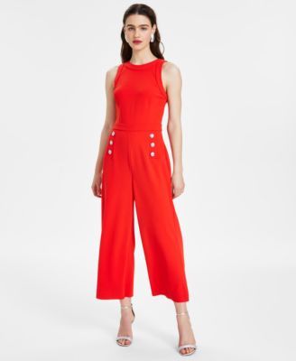 KARL LAGERFELD PARIS Womens Cropped Wide-Leg Jumps Apple Red 16