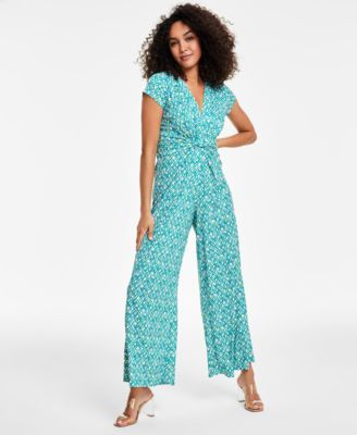 Vince Camuto Womens Cap-Sleeve Wide-Leg Ju Green M