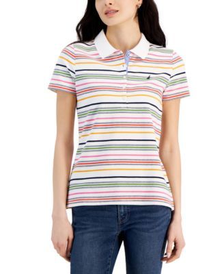 Nautica Jeans Womens Gateway Stripe Short-S Bright White Multi S