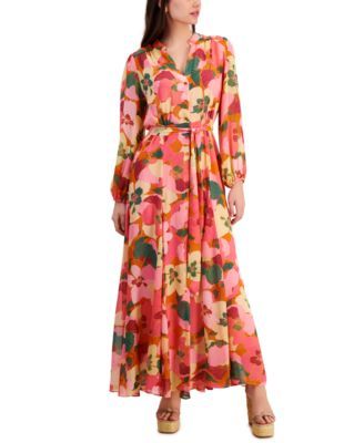 Taylor Womens Floral-Print A-Line Sh Mauvelous 2