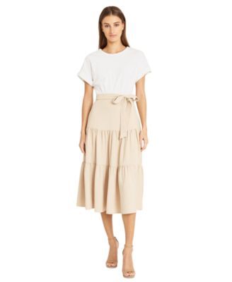 Donna Morgan Womens Colorblocked Tiered Mi Beige 8