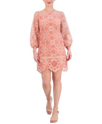 Vince Camuto Womens Jewel-Neck Balloon-Sle Coral 0