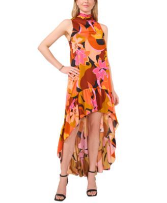 CeCe Womens Printed Harmony Silky Blackmult M