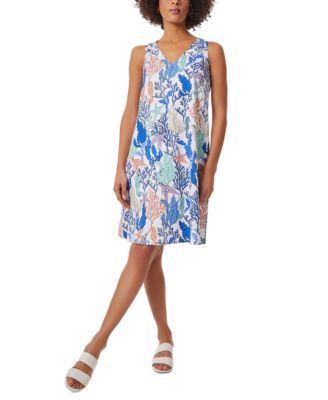 Jones New York Womens Gina Printed Sleeveles NYC WhiteLight Sapphire S