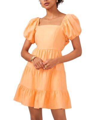 1.STATE Womens Tie-Back Puff-Sleeve M Cadmium Orange M
