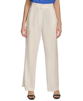 Calvin Klein Damen Leinenmischung weites Bein P weich weiß 4 - Bild 2 von 2