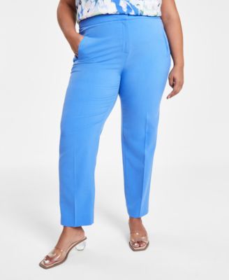 Bar III Plus Size Mid-Rise Straight-Le Delft Blue 22W