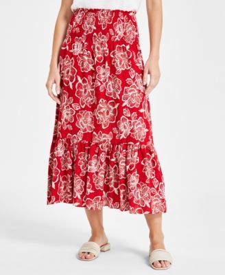 Nautica Jeans Womens Floral Smocked-Waist M Samba Multi M