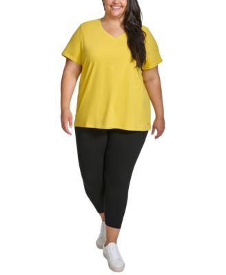 Calvin Klein Plus Size Cotton V-Neck Short- Lotus 1X