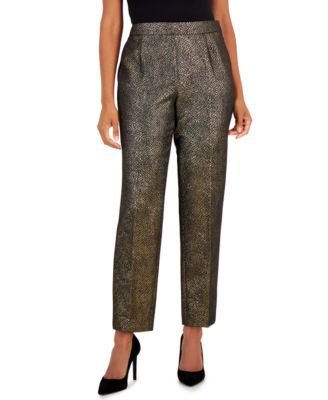 Kasper Petite Slim-Fit Metallic Pants BlackGold 14P