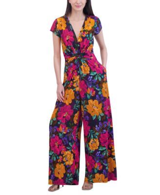Vince Camuto Womens Twist-Front Cap-Sleeve Magenta L