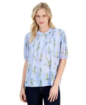 Nautica Jeans Womens Floral-Print Popover P Yellow XS