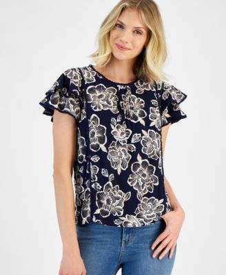 Nautica Jeans Womens Batik Rose Flutter-Sle Samba Multi XL