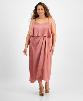 City Studios Plus Size Draped Sleeveless Mi Dark Mauve 2X