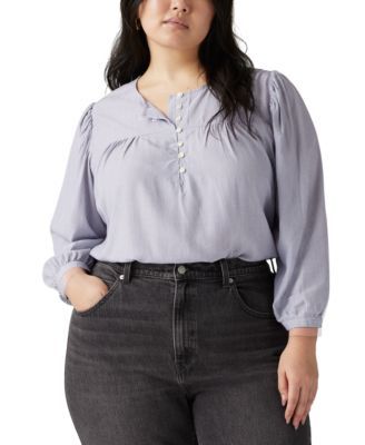 Levis Trendy Plus Size Halsey Stripe Seraphina Stripe Crown Blue 1X