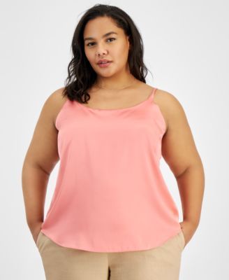 Bar III Plus Size Camisole Top Coral Rose 2X