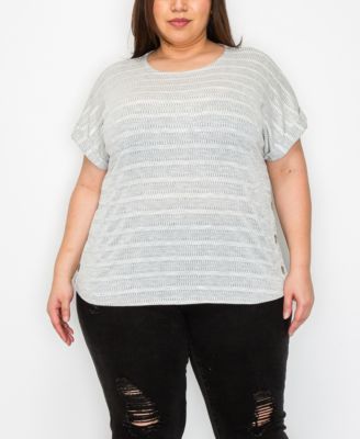 COIN 1804 Coin 1804 Plus Size Textured J Grey Ivory 1X