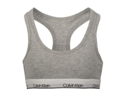 Calvin Klein HEATHER GRAY Girl S Molded Logo Bra US Small (6/6X)