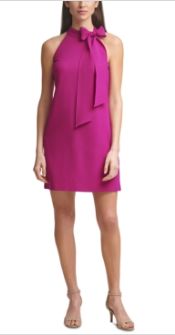 Vince Camuto Bow-Neck Halter Dress Magenta 2