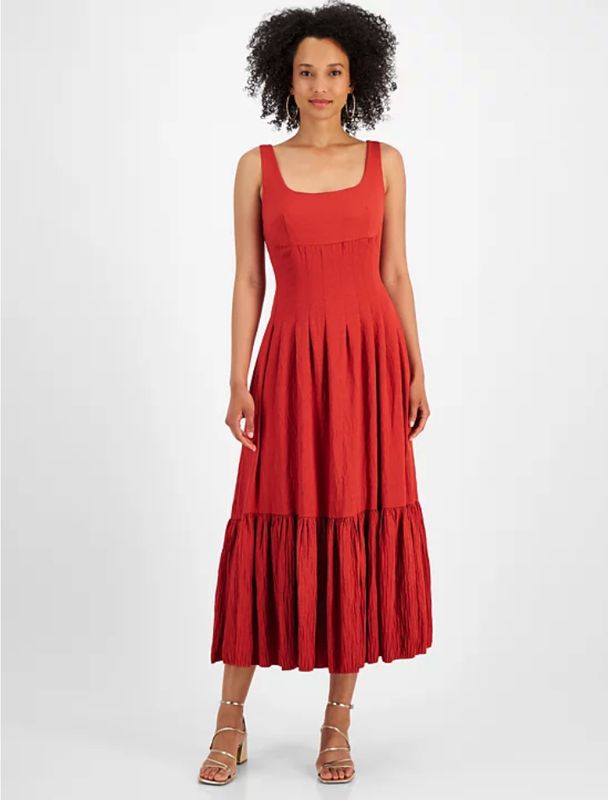 Taylor Womens Tiered Maxi Dress Rust 6