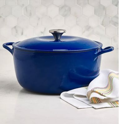 The Cellar Enameled Cast Iron 4-Qt. Round Dutch Oven,Heavy  - Navy