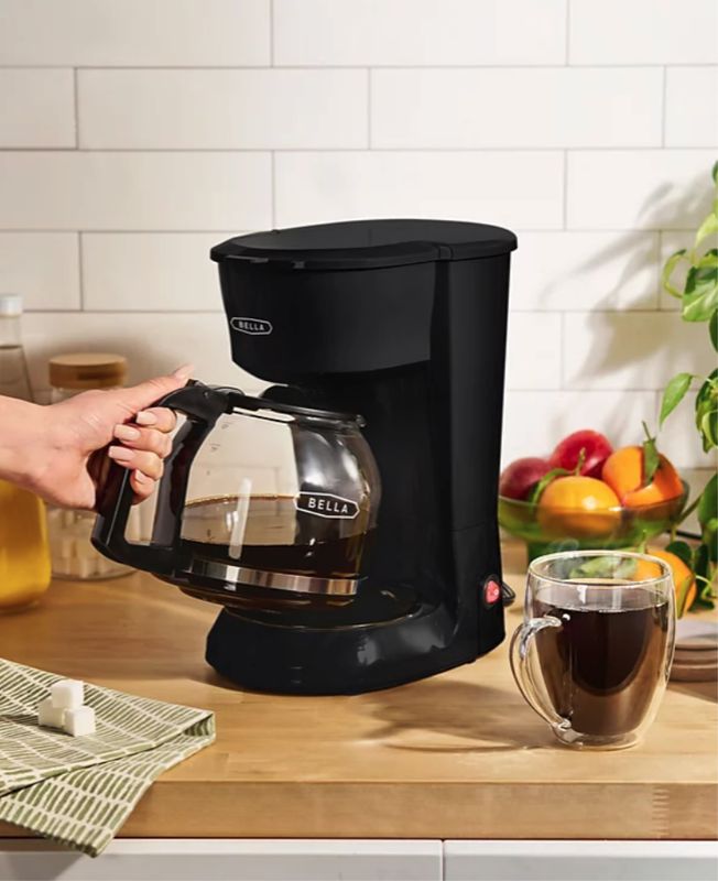 Bella 12-Cup Glass-Carafe Black Drip Coffee Maker - Black