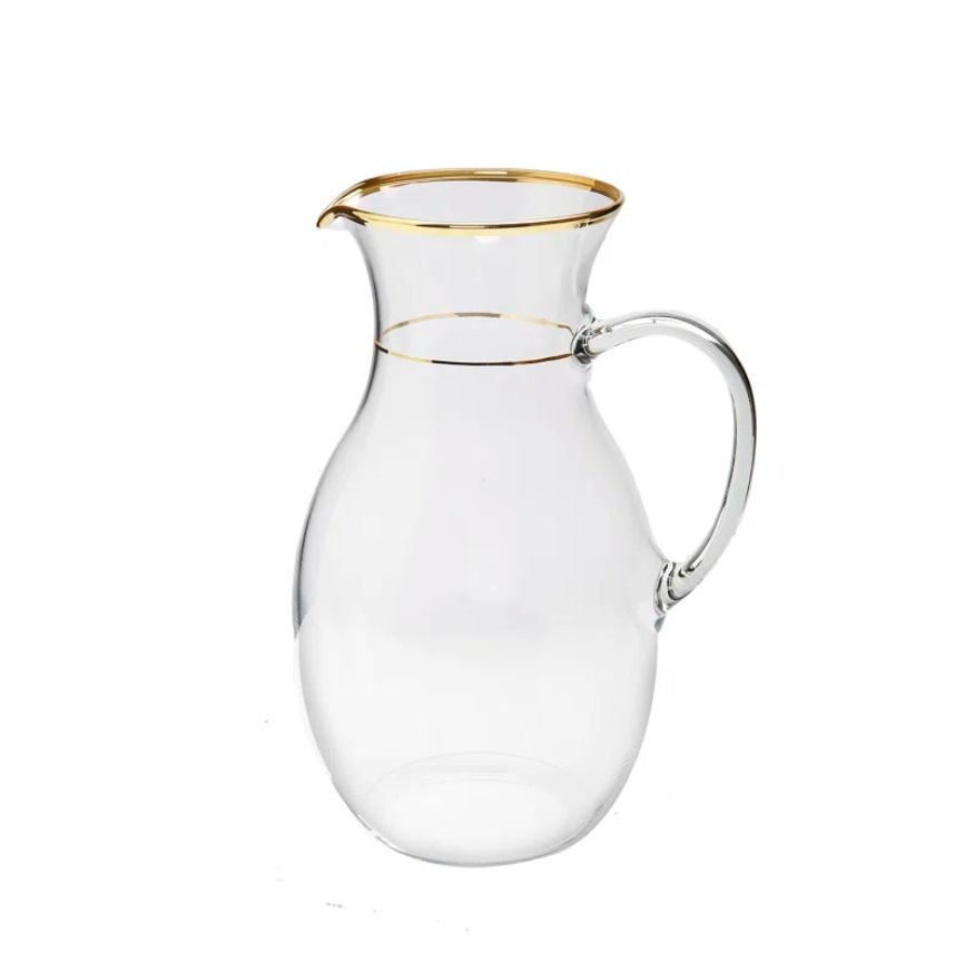 Classic Touch Gold - Tone Trim Clear Pitcher Gold - Tone