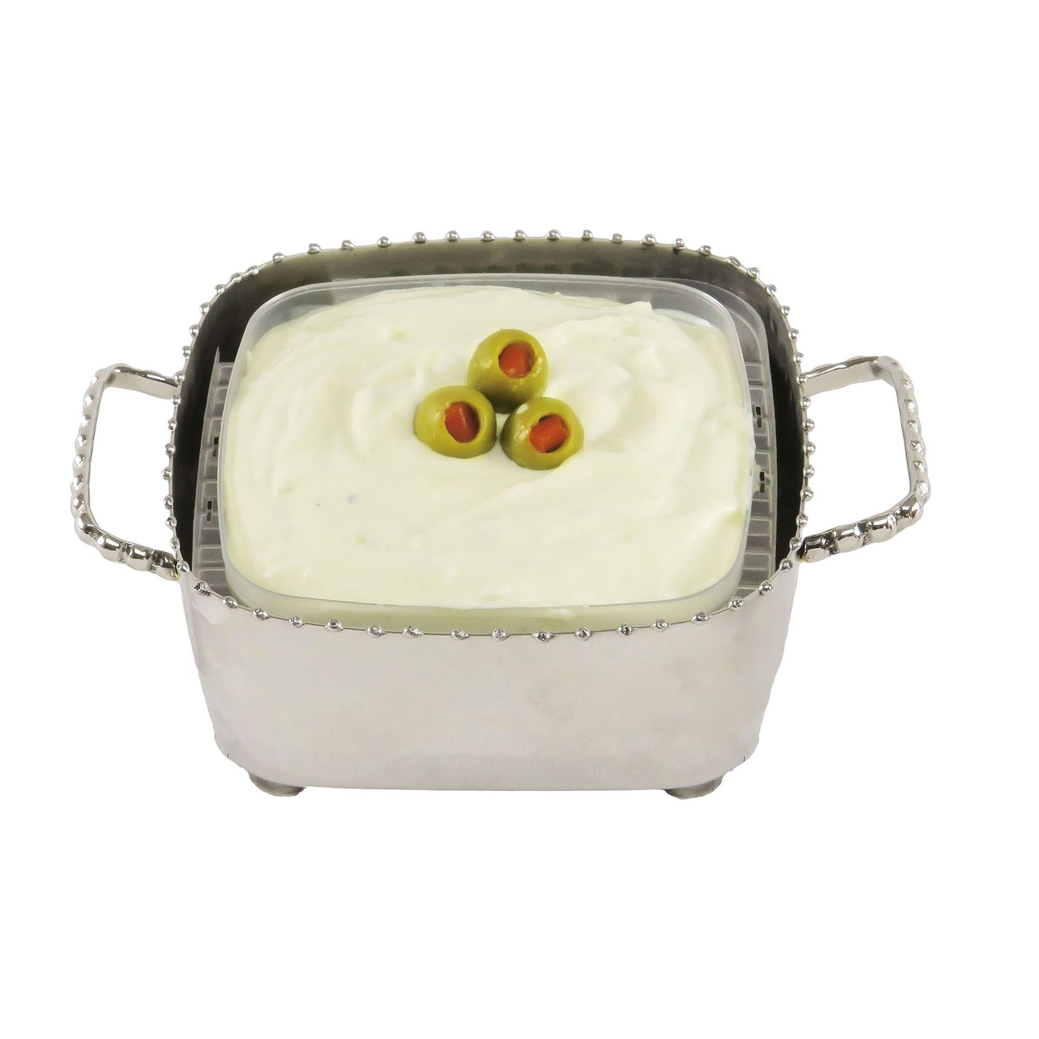 Classic Touch Small Square Beaded Candy, Dip Silver - Tone No Size