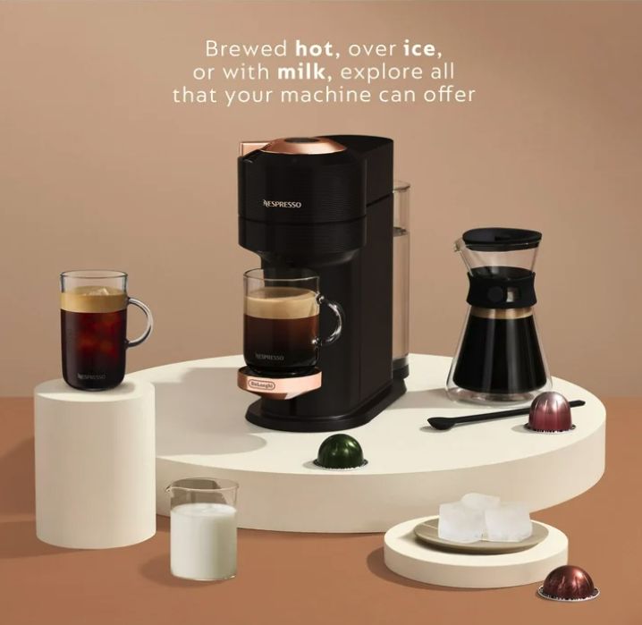 Nespresso by De&#39;Longhi Vertuo Next Premium Coffee and Espresso Maker in Black Rose Gold