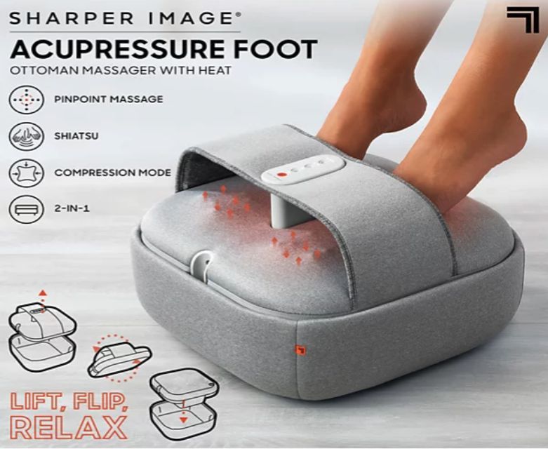 Sharper Image Acupressure Heated Foot Massage Ottoman
