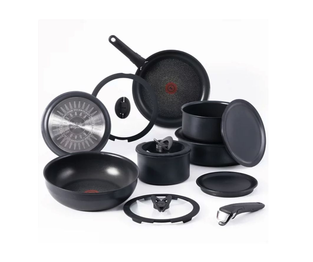 T-fal Ingenio Expertise Nonstick 14-Piece Cookware Set, Induction Oven Safe up to 500F, Detachable Handle, Onyx Black