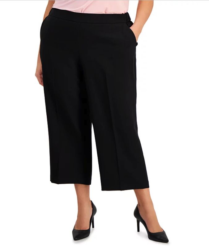 Kasper Plus Size Pull-On Straight-Leg Black 2X