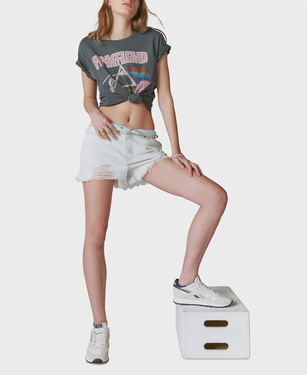 Lucky Brand Pink Floyd Eagle Boyfriend Tee (Anthracite) Women&#39;s Clothing