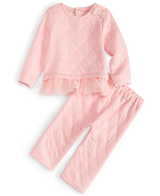 First Impressions Baby Girls Quilted Top and Pants, 2 Piece Set, - Creamy Berry